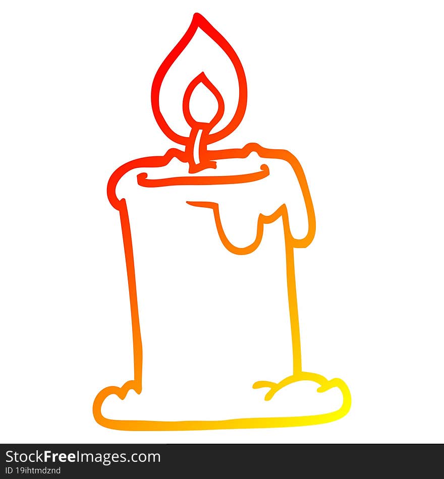 warm gradient line drawing cartoon candle burning