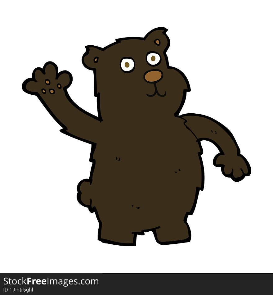 cartoon waving black bear