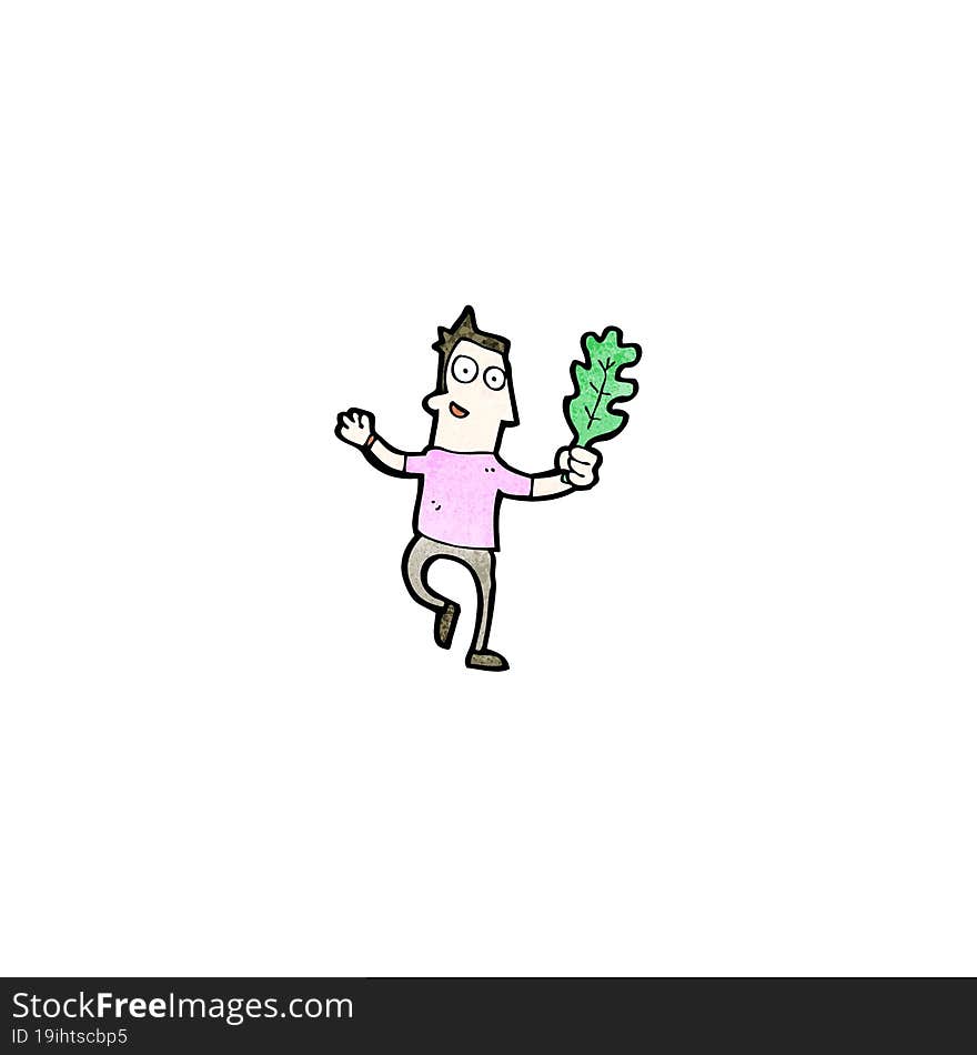 Cartoon Man With Leaf