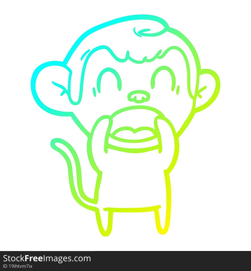 cold gradient line drawing shouting cartoon monkey