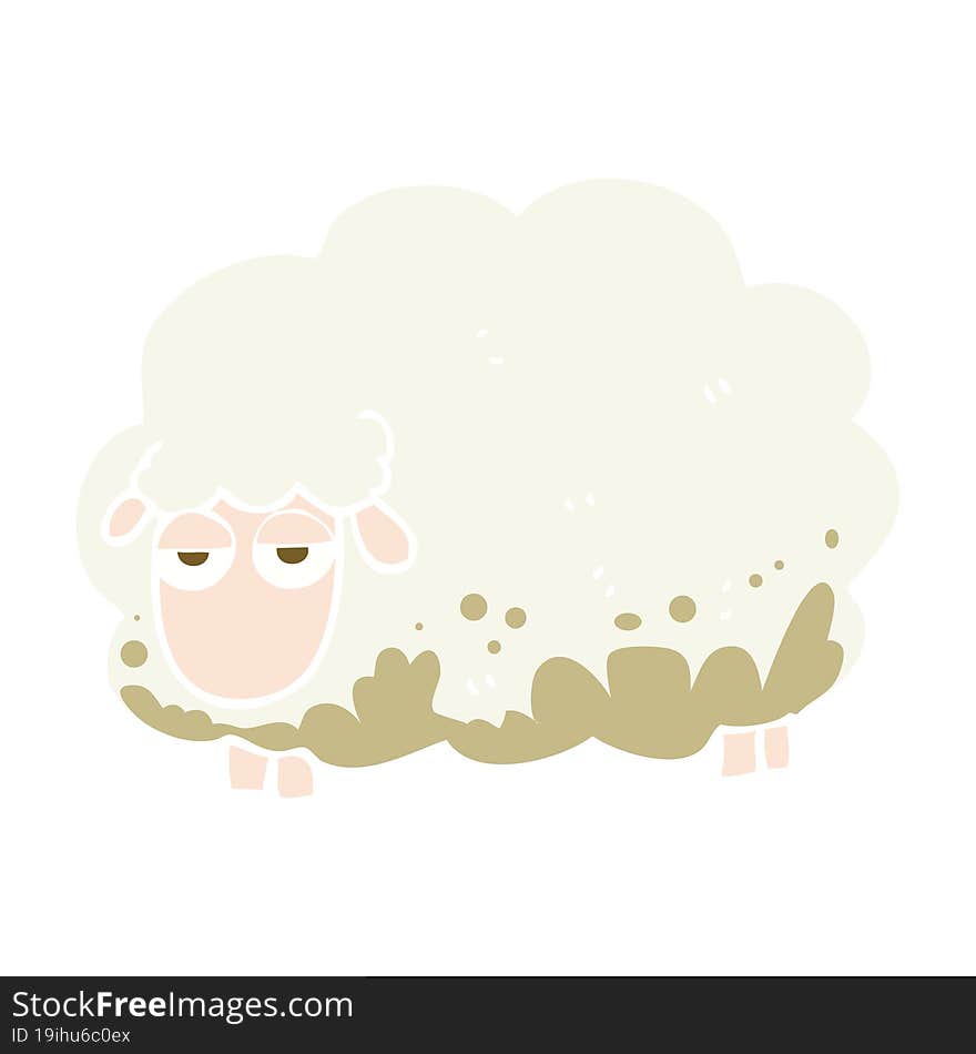 flat color illustration of a cartoon muddy winter sheep