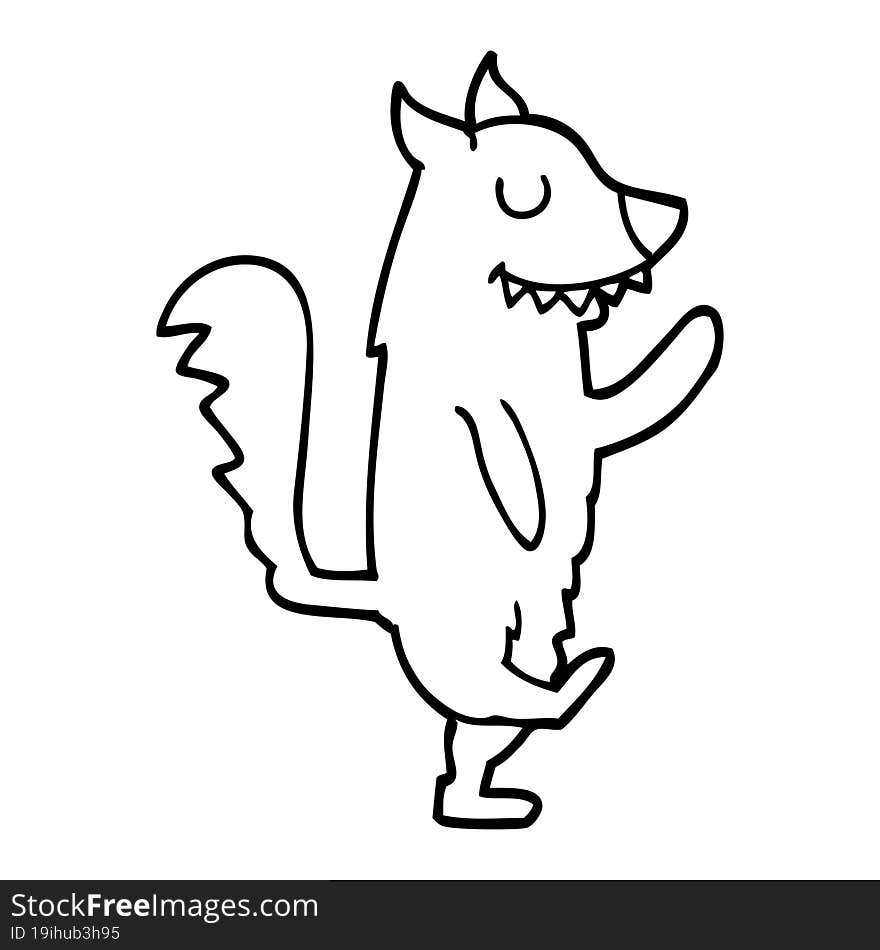 line drawing cartoon dancing dog