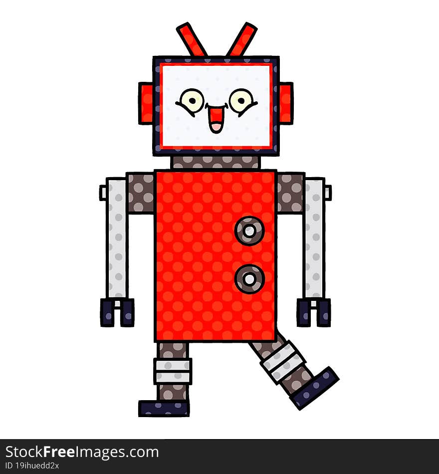 Comic Book Style Cartoon Robot