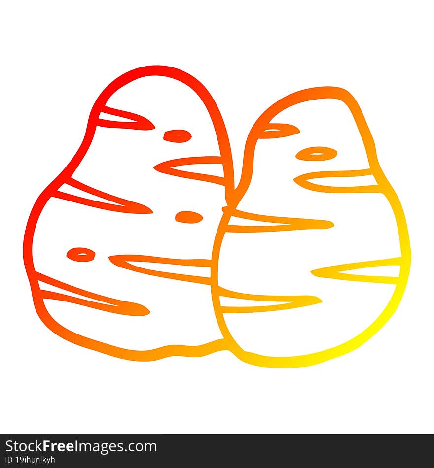 warm gradient line drawing of a cartoon potatoes