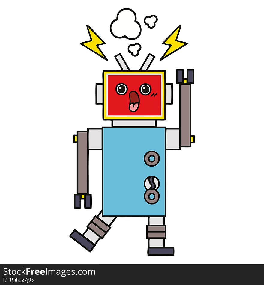 cute cartoon of a robot malfunction