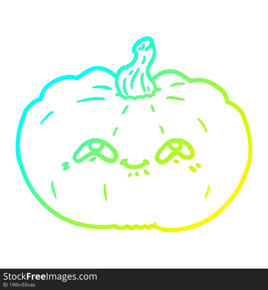 cold gradient line drawing happy cartoon pumpkin