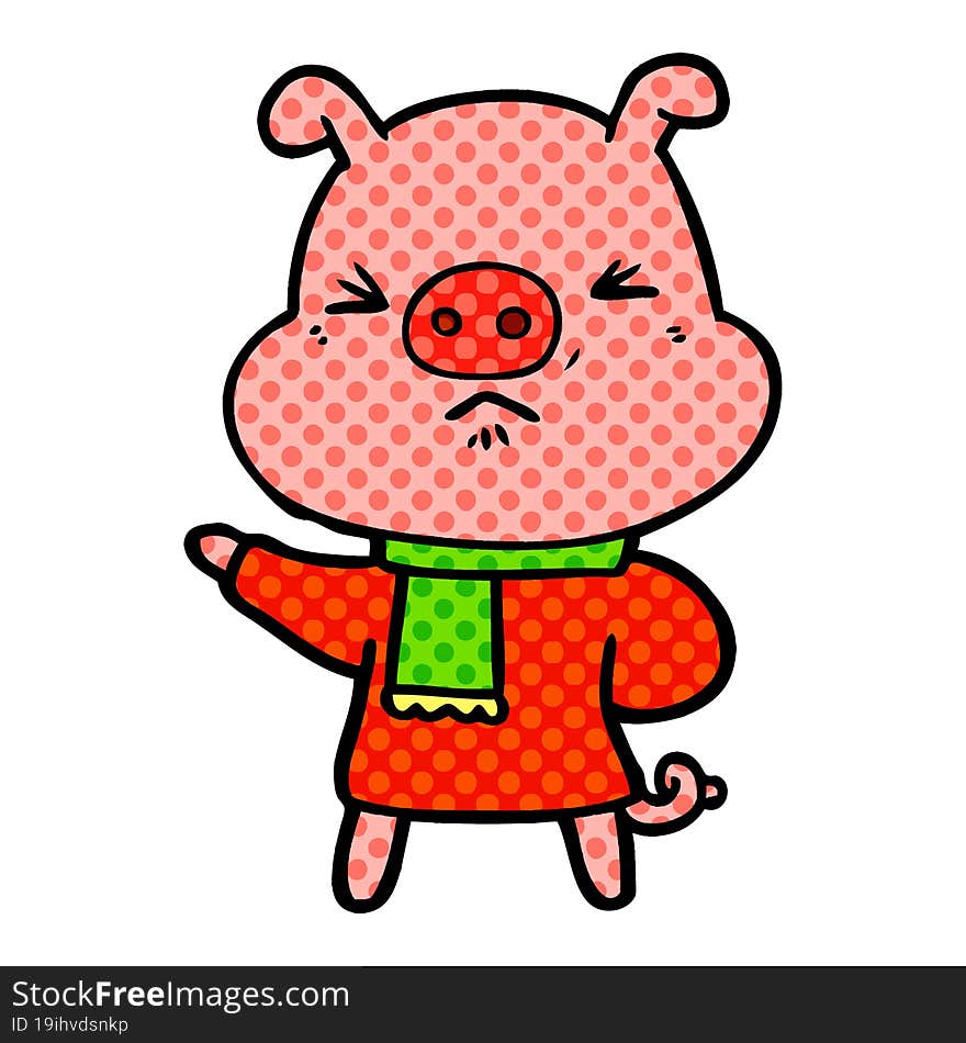 cartoon angry pig. cartoon angry pig