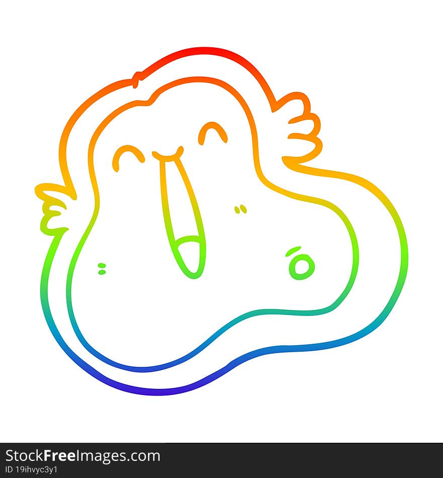 Rainbow Gradient Line Drawing Cartoon Germ