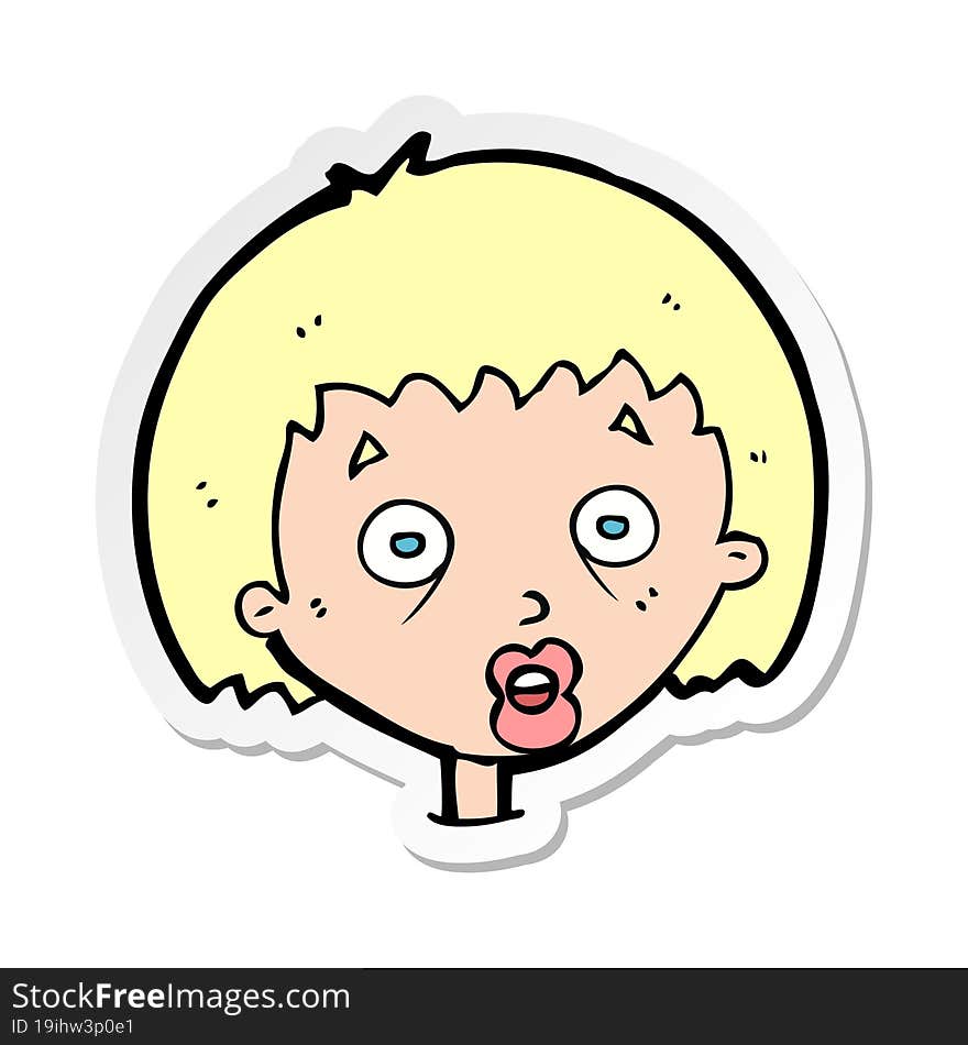 sticker of a cartoon shocked woman