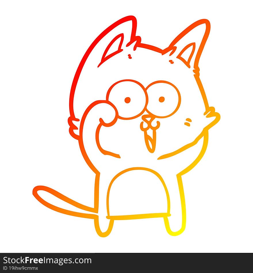 warm gradient line drawing funny cartoon cat