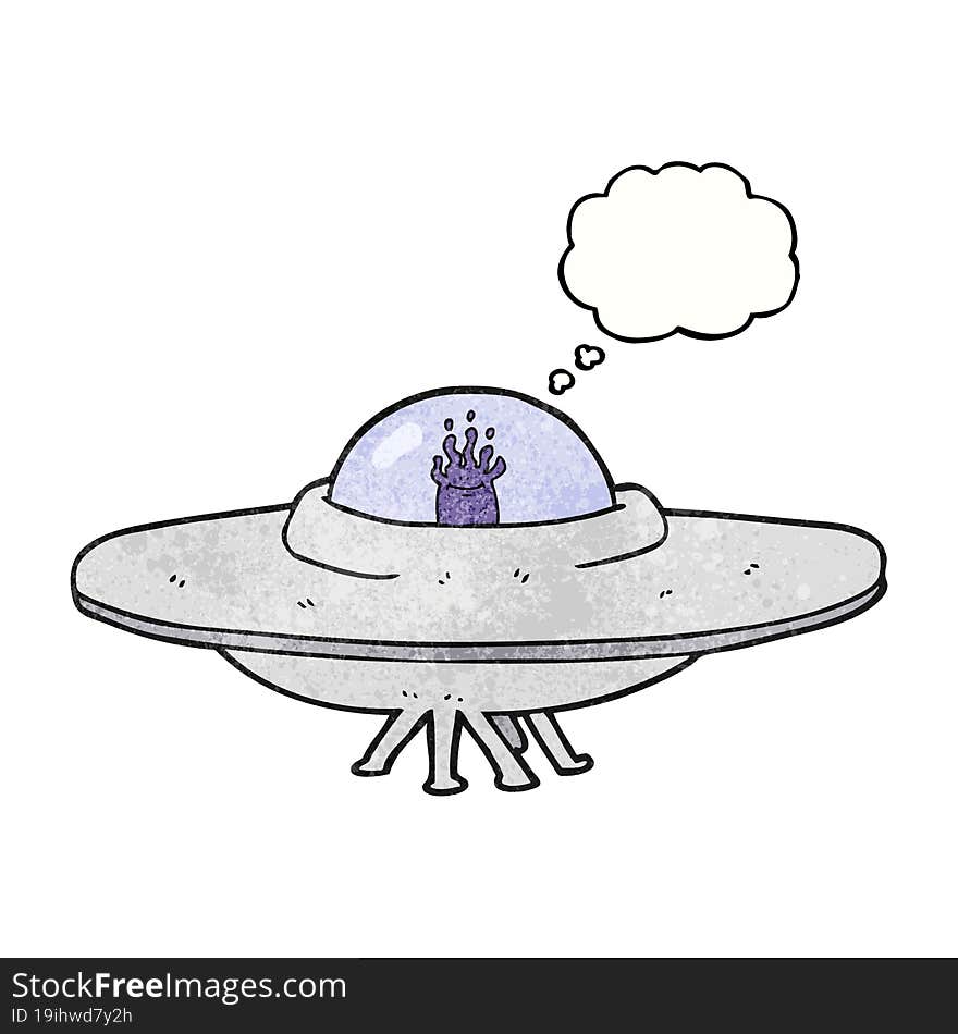 thought bubble textured cartoon flying saucer