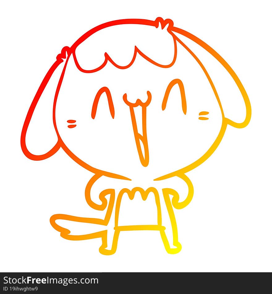 warm gradient line drawing of a cute cartoon dog