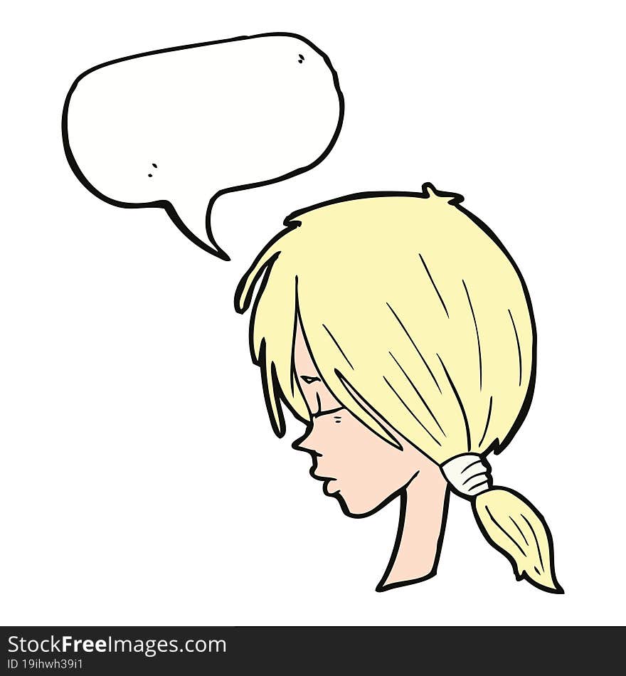 cartoon girl looking speechful with speech bubble