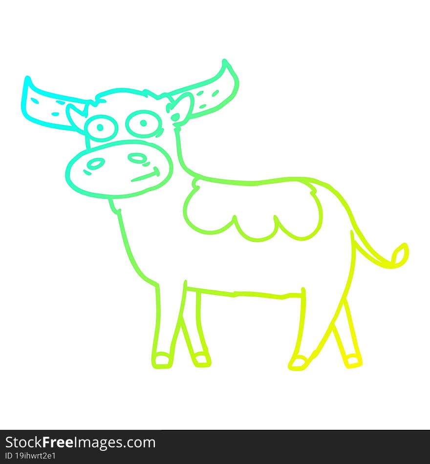 cold gradient line drawing cartoon bull