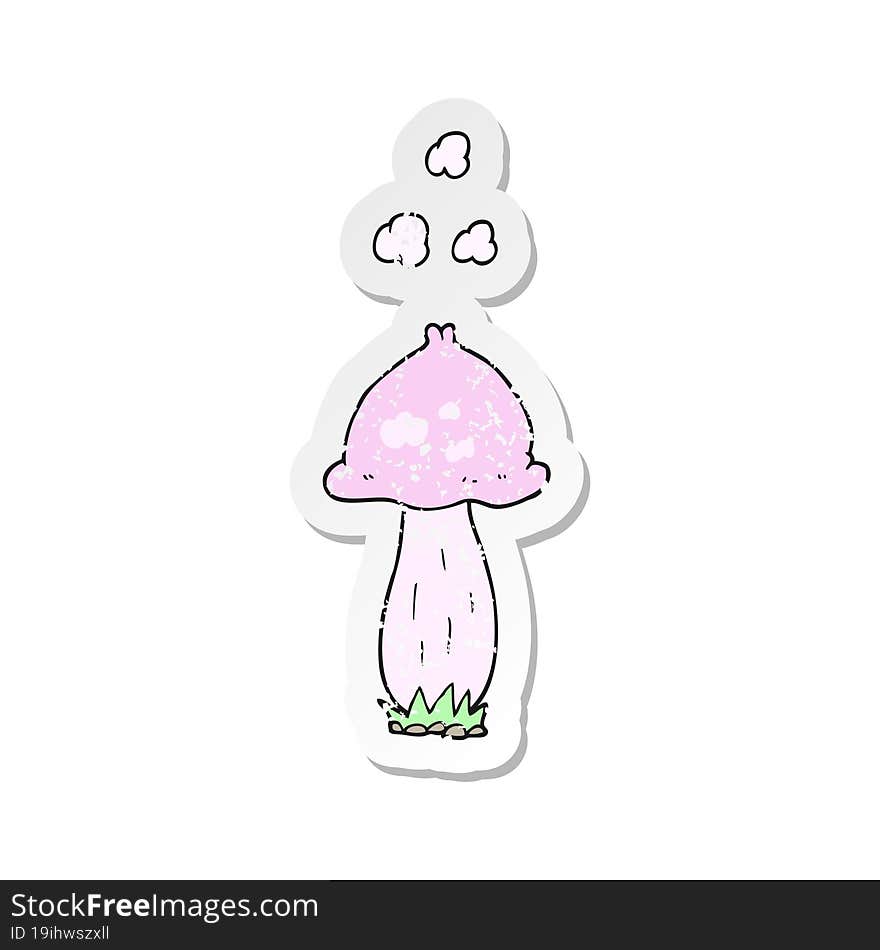 retro distressed sticker of a cartoon mushroom