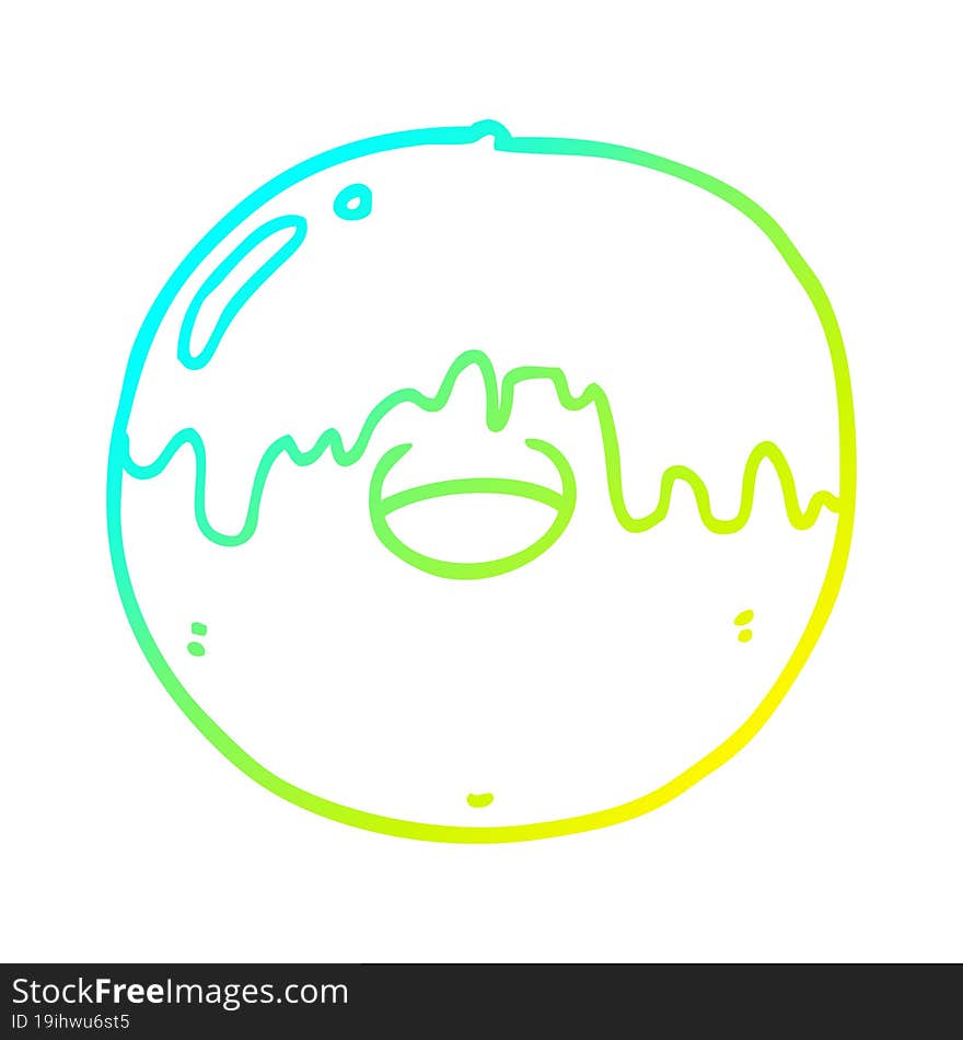 cold gradient line drawing cartoon donut