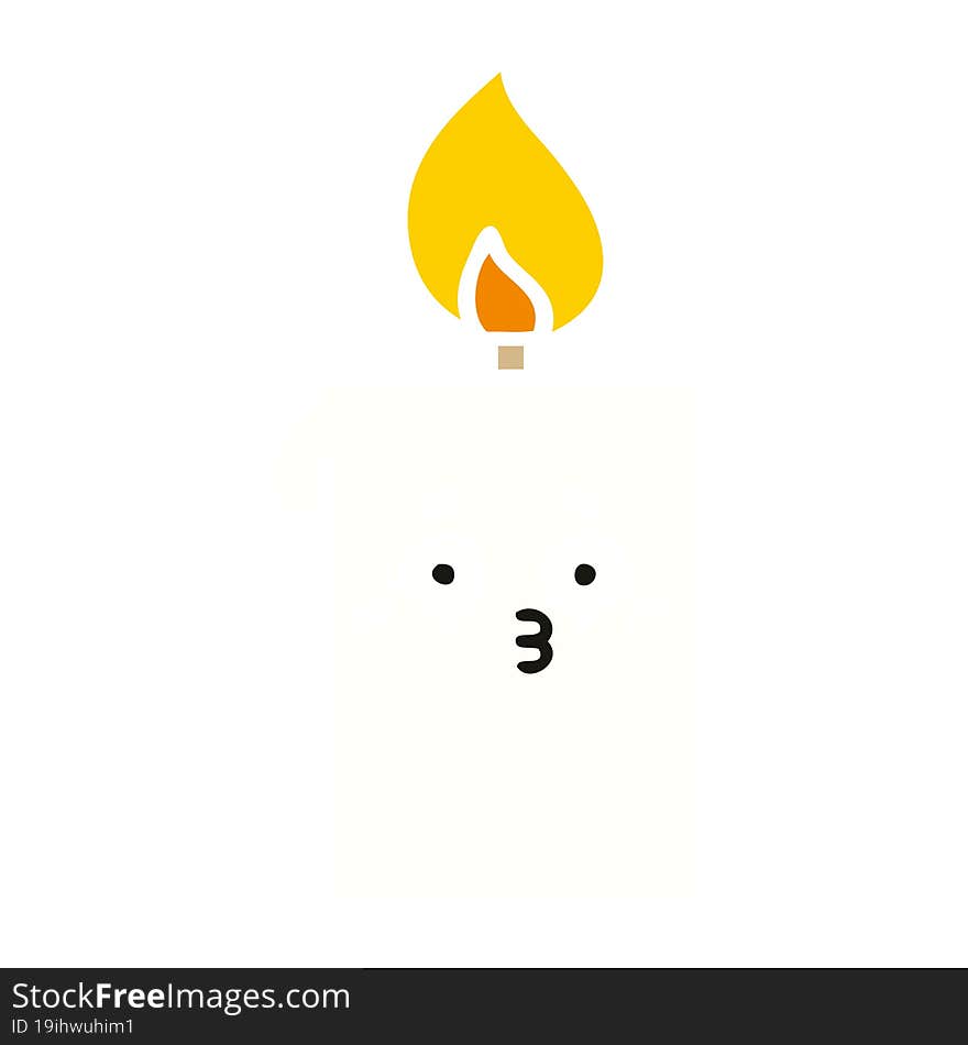 flat color retro cartoon of a lit candle