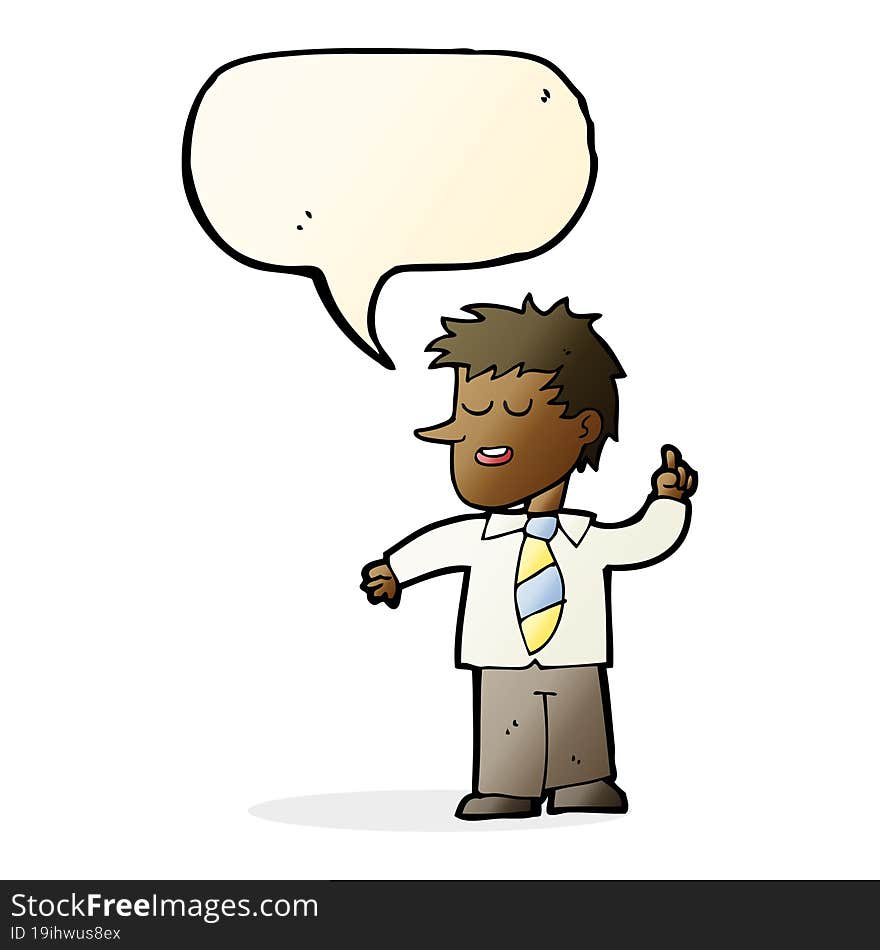 cartoon man with good idea with speech bubble