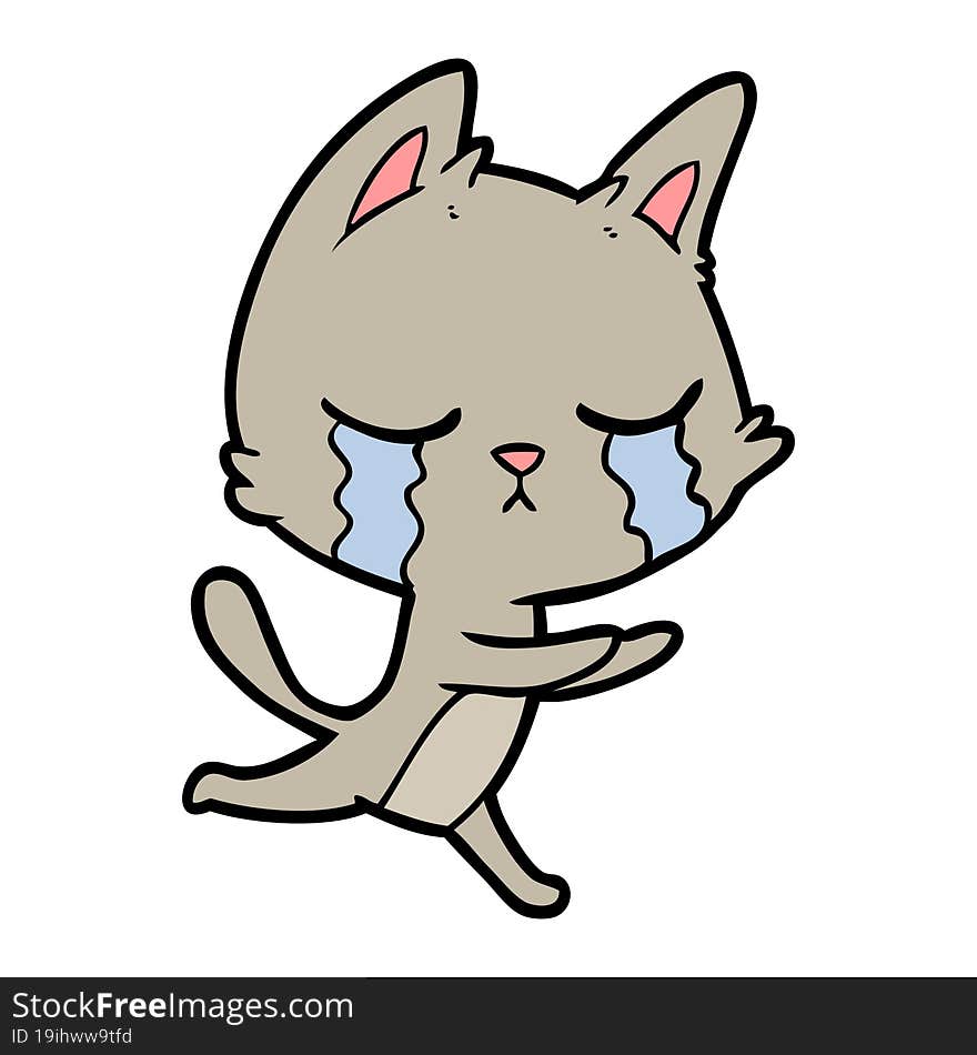 crying cartoon cat running. crying cartoon cat running