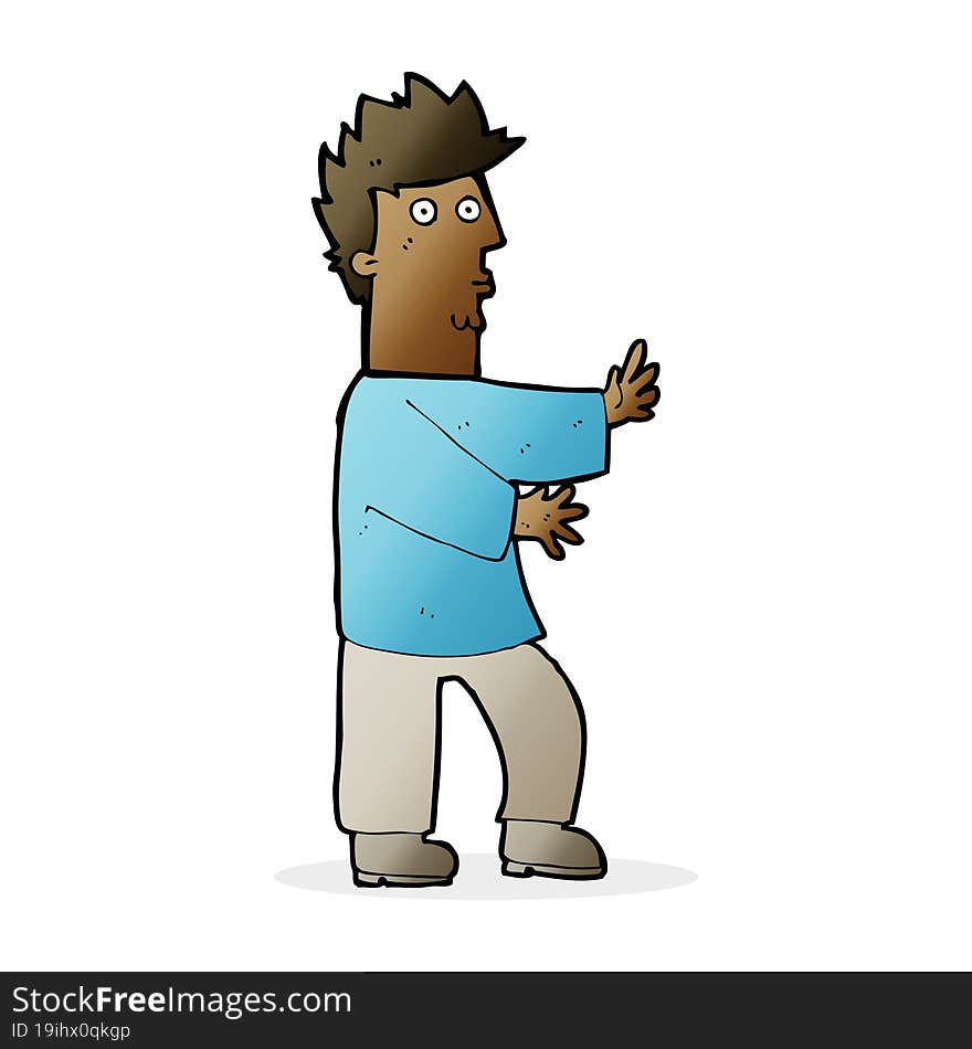 cartoon nervous man waving