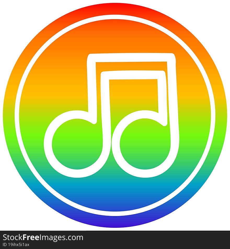 musical note circular in rainbow spectrum