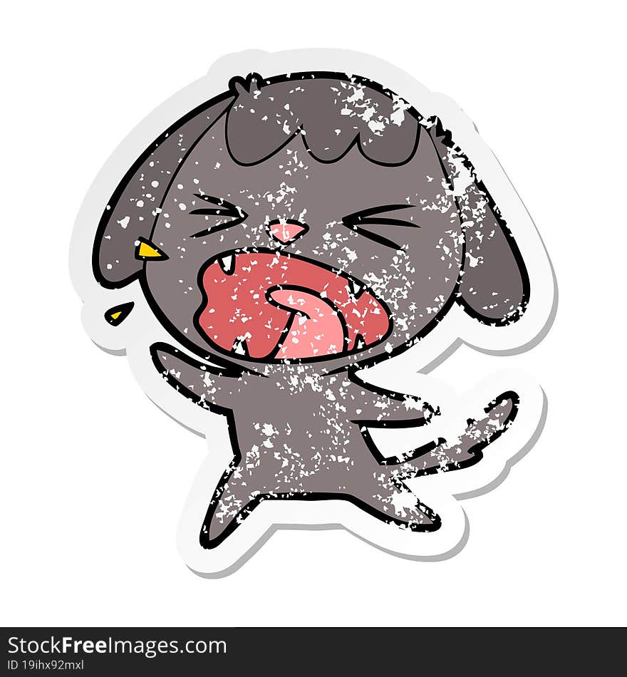 distressed sticker of a cute cartoon dog barking