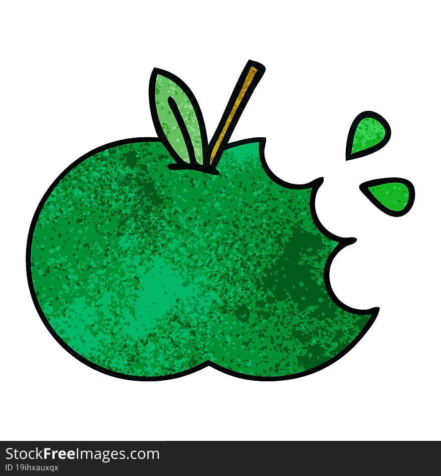 retro grunge texture cartoon of a juicy apple