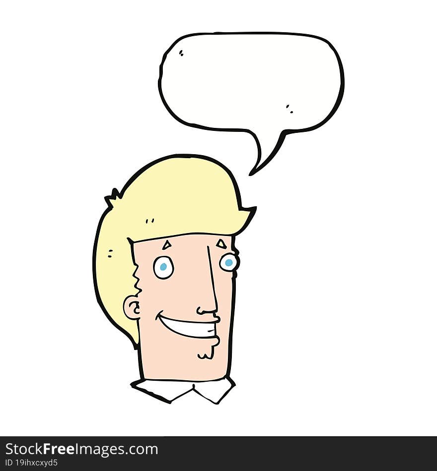 Cartoon Happy Man With Speech Bubble