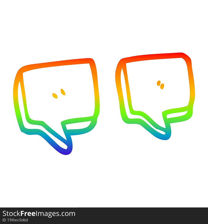 rainbow gradient line drawing of a cartoon quotation marks