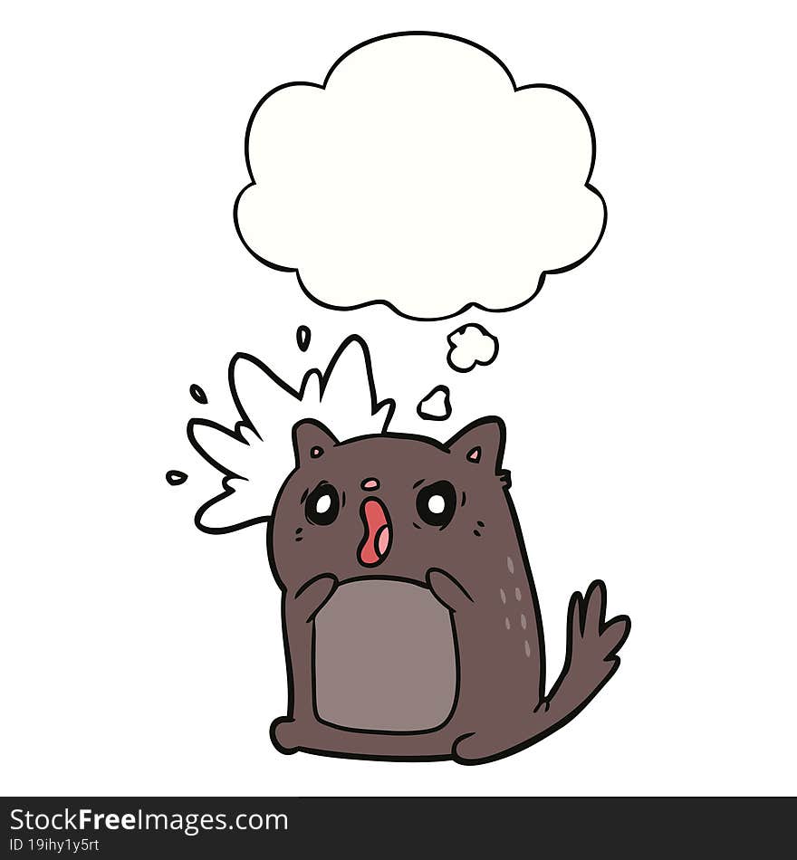 cartoon shocked cat and thought bubble