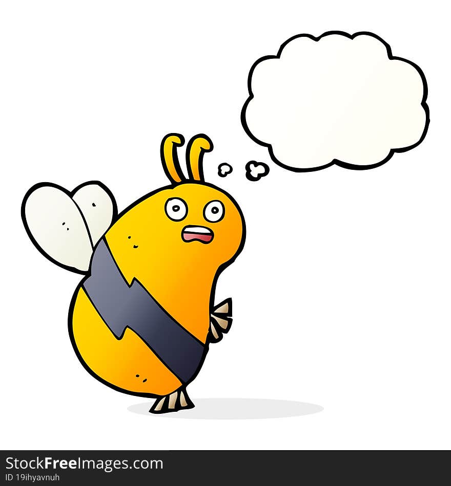 Funny Cartoon Bee With Thought Bubble