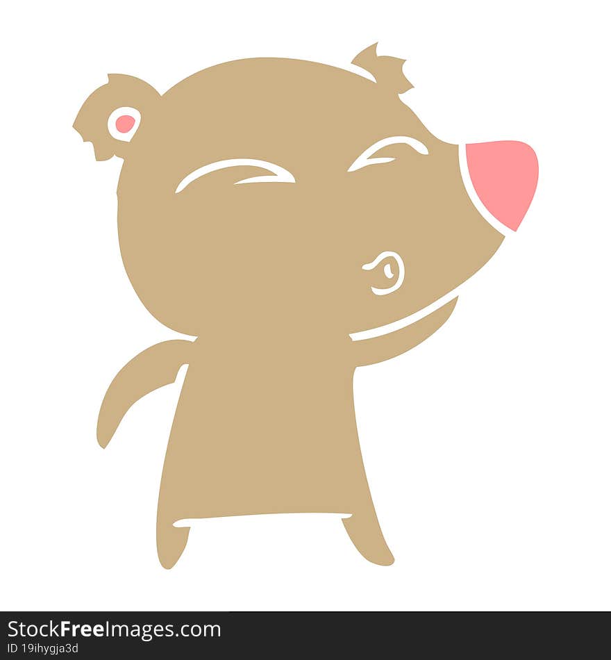 flat color style cartoon whistling bear