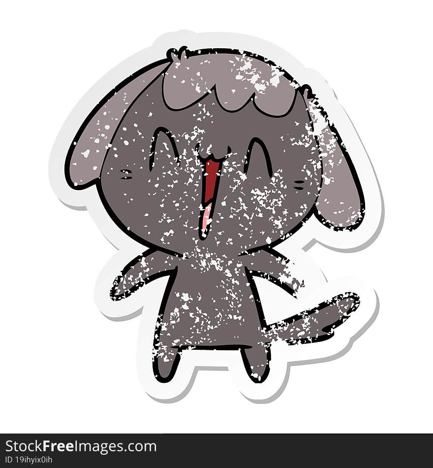 Distressed Sticker Of A Cute Cartoon Dog