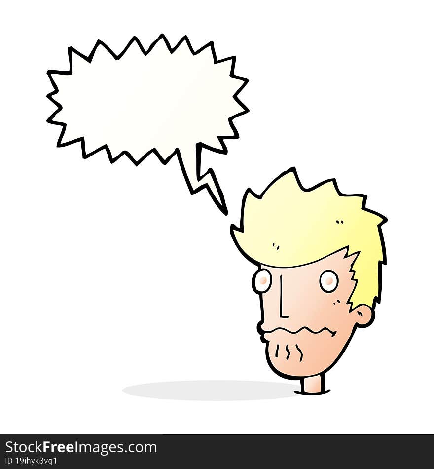 cartoon nervous man with speech bubble