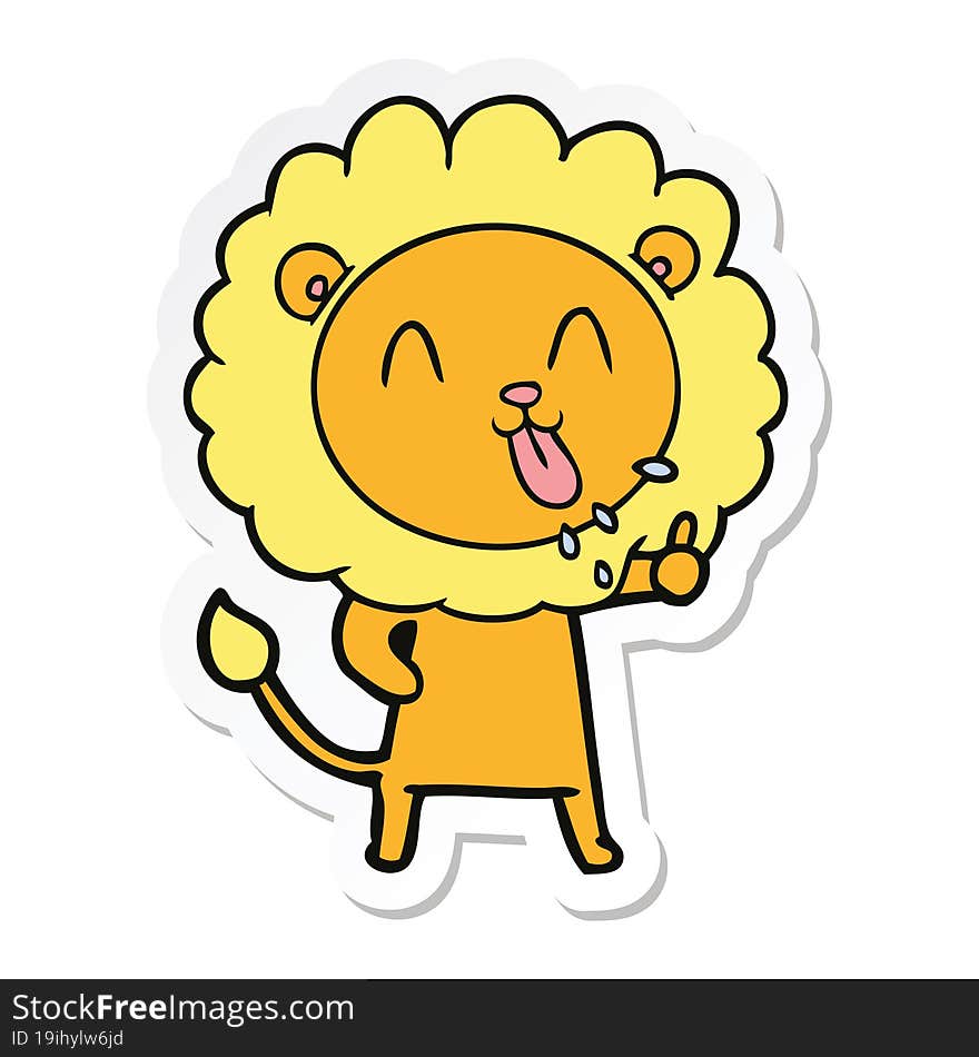 sticker of a happy cartoon lion