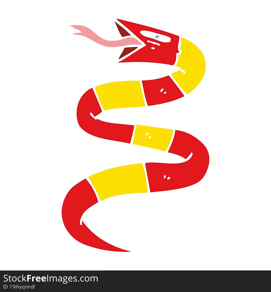 Hissing Flat Color Style Cartoon Snake