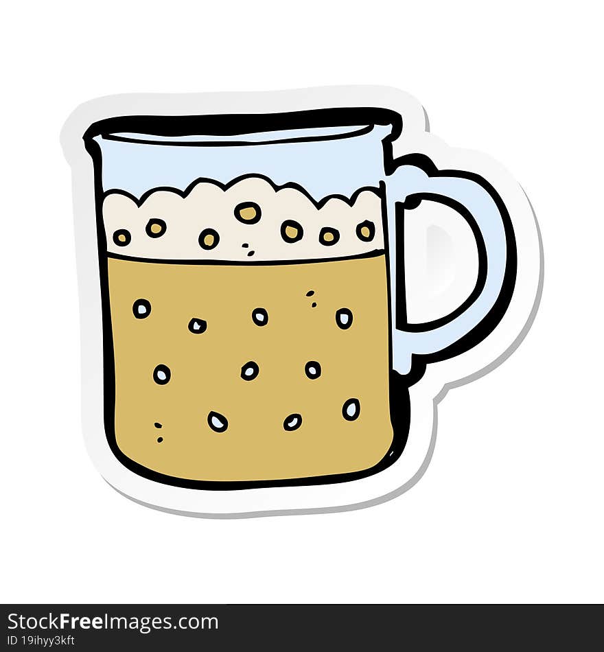 sticker of a cartoon mug of beer