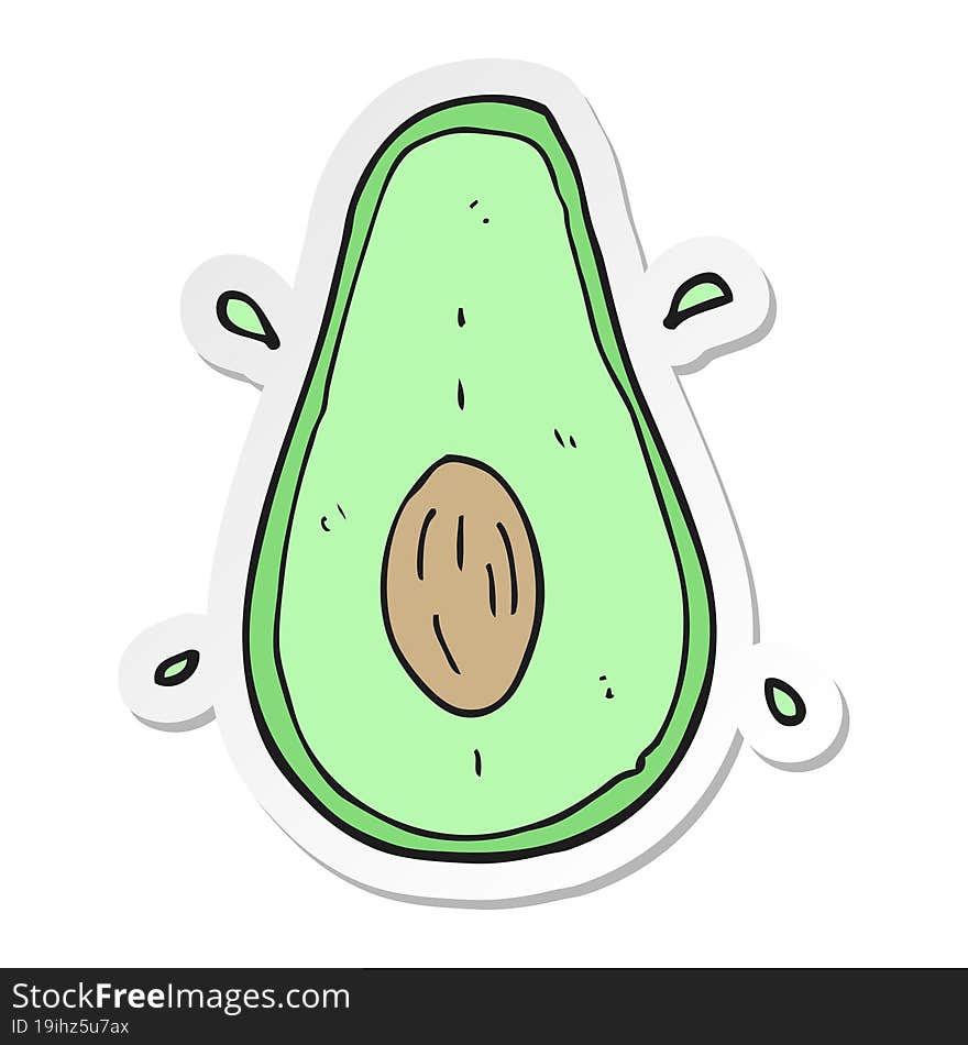 Sticker Of A Cartoon Avocado