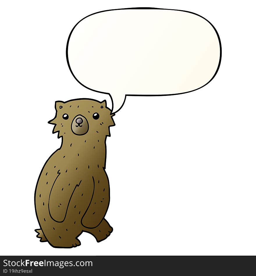 cartoon bear and speech bubble in smooth gradient style