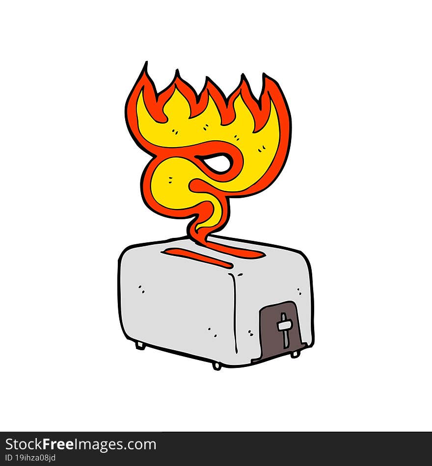 cartoon burning toaster