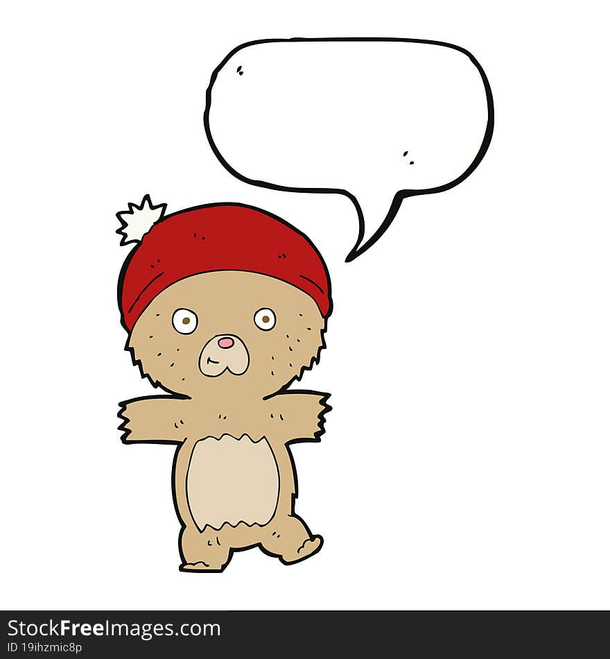 Cartoon Funny Teddy Bear With Speech Bubble