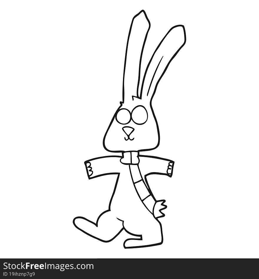 Black And White Cartoon Rabbit