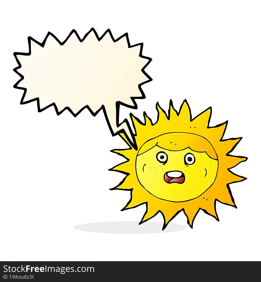 sun cartoon character with speech bubble