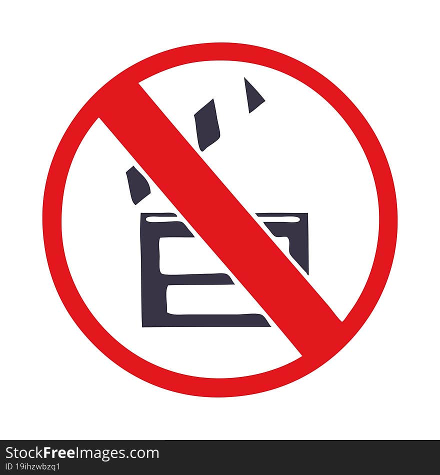 flat color retro cartoon of a no directing sign