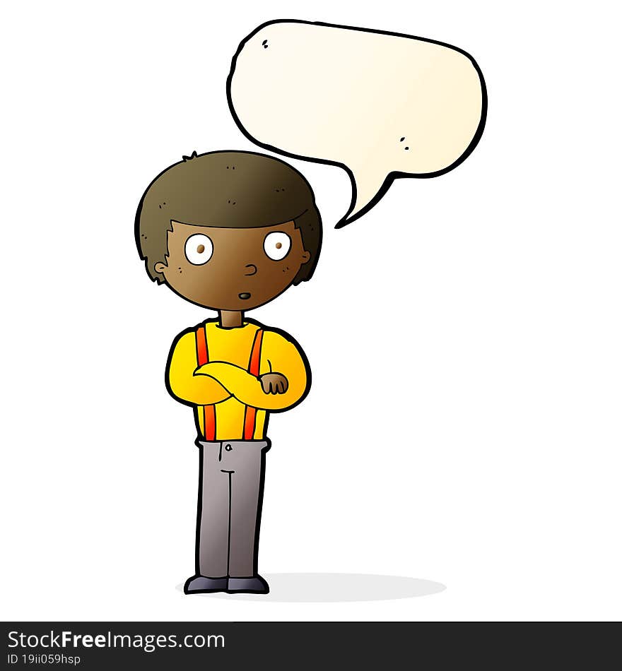 Cartoon Staring Boy With Speech Bubble