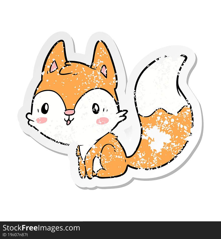 distressed sticker of a cartoon fox