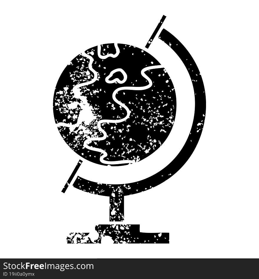 Distressed Symbol World Globe