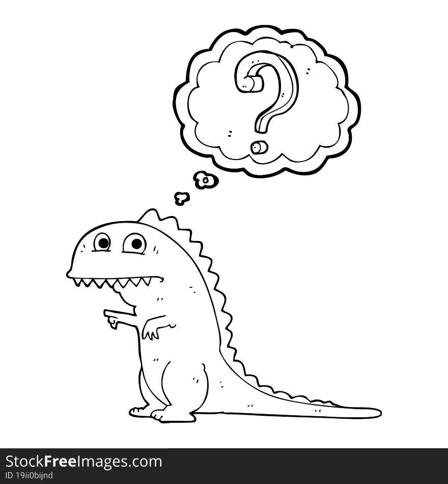 thought bubble cartoon confused dinosaur