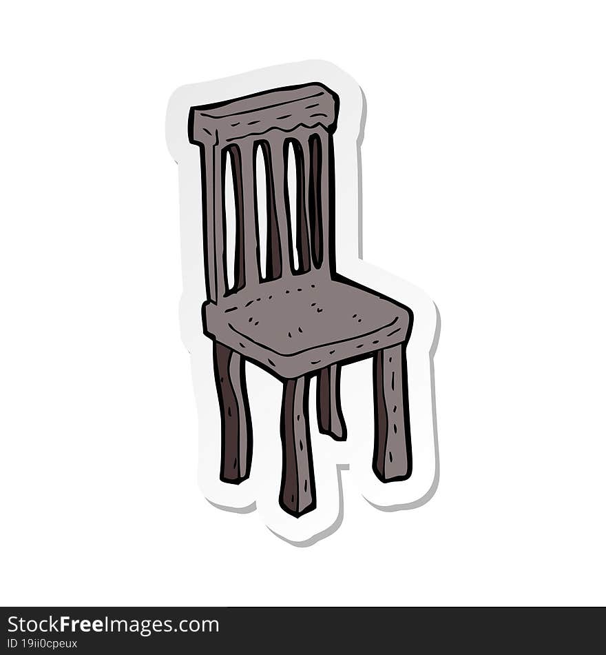 Sticker Of A Cartoon Old Wooden Chair