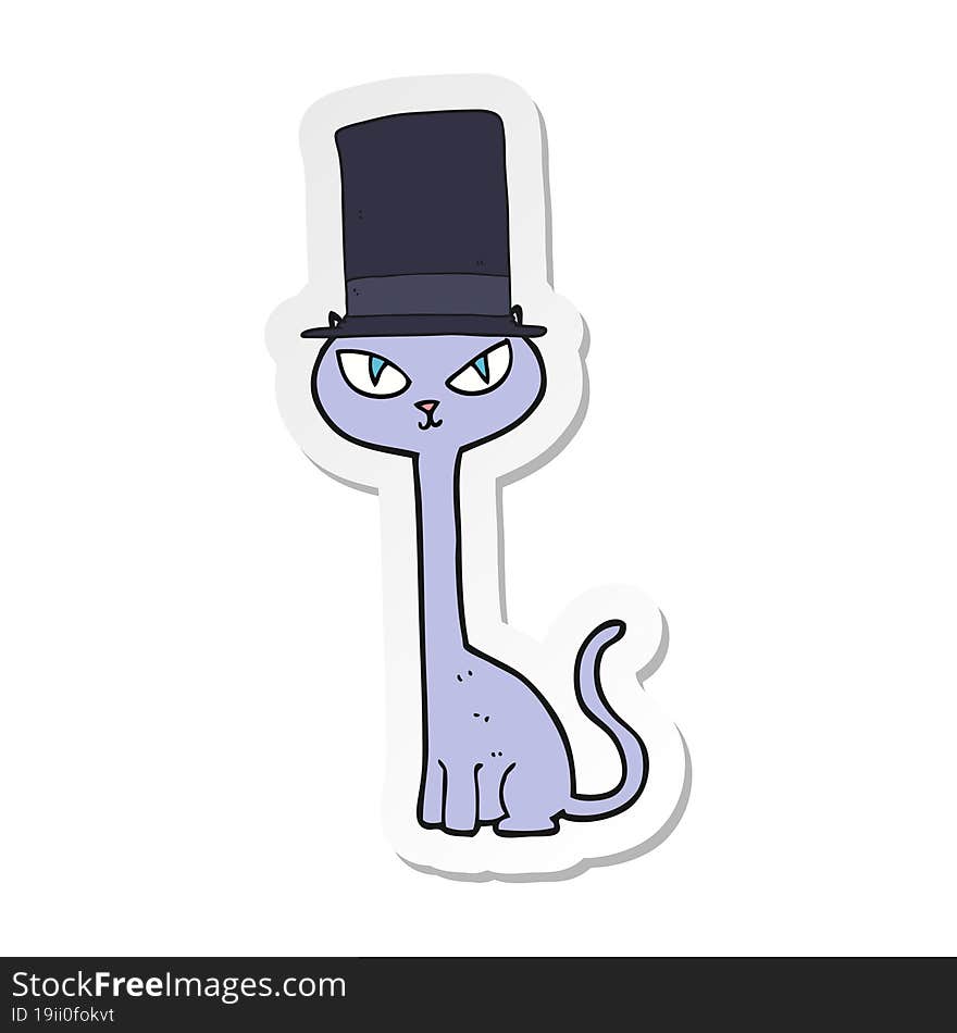 Sticker Of A Cartoon Posh Cat